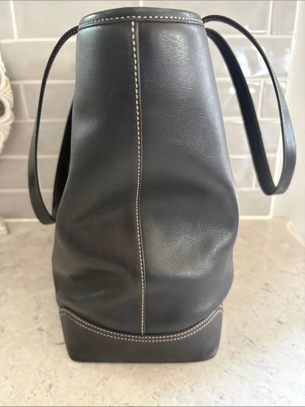 Coach Y2K Hampton black leather carryall Tote 6491 ~EXCELLENT
